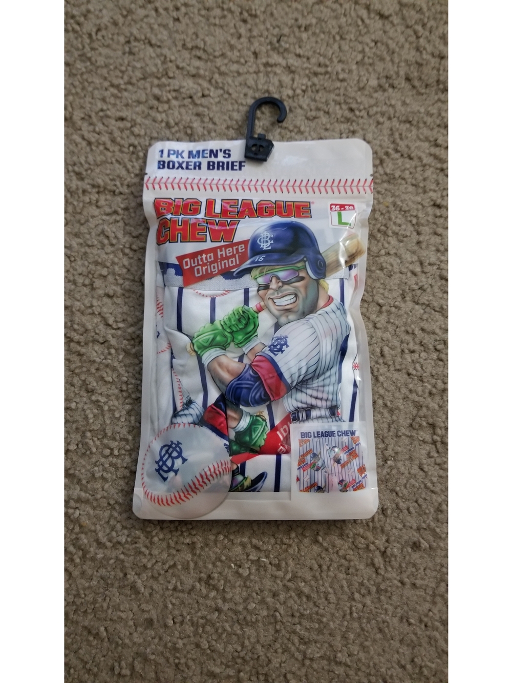 Big League Chew Men’s Boxer Briefs - White with Navy Stripe